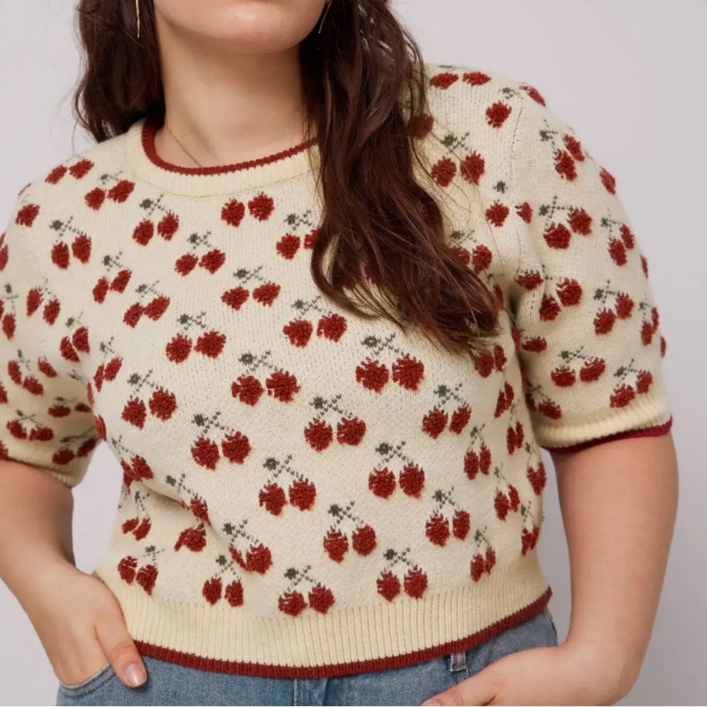 Cider Cream and Red Floral Sweater